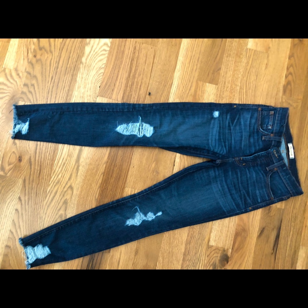 Madewell high rise skinny distressed denim.